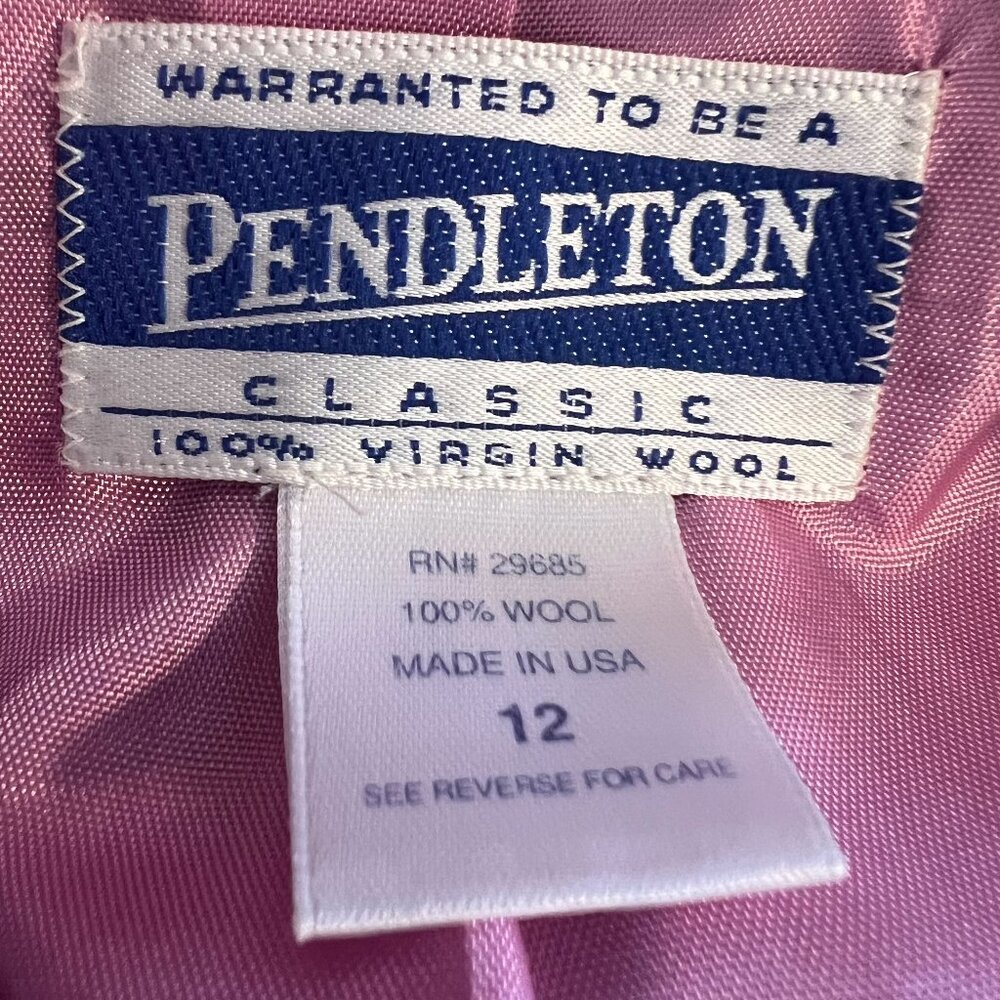 Vintage Pendleton 100% Virgin Wool Pink single button Blazer Coat Jacket Size 12 - Picture 4 of 13